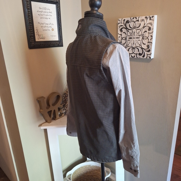 Ariat Men's Gray Plaid Like Zip Up Vest Warm Lining Sz Small - Picture 7 of 16